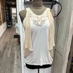Saivana sm/med Ivory Layered Applique Tank Top delicate